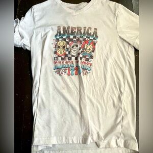 White Graphic T-Shirt with Horror Theme